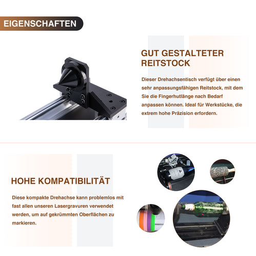 Drehachse & Rotary Axis für CO2 Laser Graviermaschinen und Lasercutter | LRA-KP58 Drehachse OMTech Laser