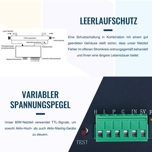 60W CO2-Laser-Netzteil & Stromversorgung | LN-60 CO2-Laser-Netzteil OMTech Laser