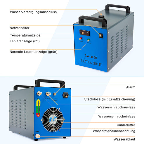 Industrieller Wasserkühler & Chiller für 40W-50W CO2 Laser Cutter | CW-3000 OMTech Laser