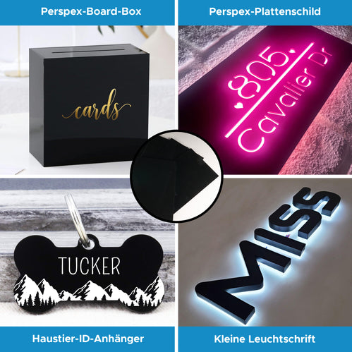 Acrylplatte - Schwarz Halbtransparent 500x300x3mm 10er Pack Materialien OMTech Laser