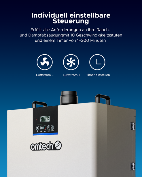 300W Rauchabsauger mit 4-Schichten-Filter für Lasercutter | LSP-300 Rauchreiniger OMTech Laser