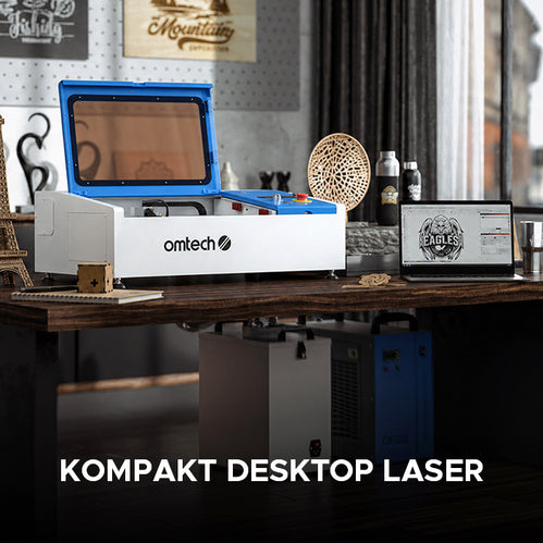 40W Desktop Laser Graviermaschine & Cutter mit 300x200mm Gravurfläche | K40 Plus CO2 Laser Graviermaschine & Cutter OMTech Laser