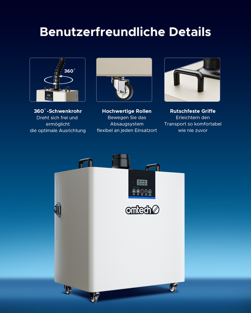 300W Rauchabsauger mit 4-Schichten-Filter für Lasercutter | LSP-300 Rauchreiniger OMTech Laser