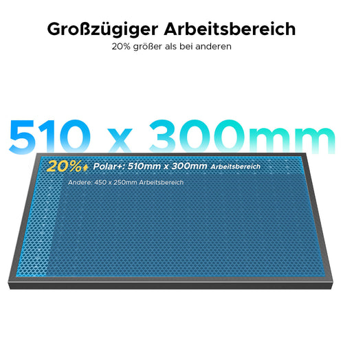 55W Desktop Laser Cutter mit 510x300mm Gravurfläche | Polar Plus CO2 Laser Graviermaschine & Cutter OMTech Laser
