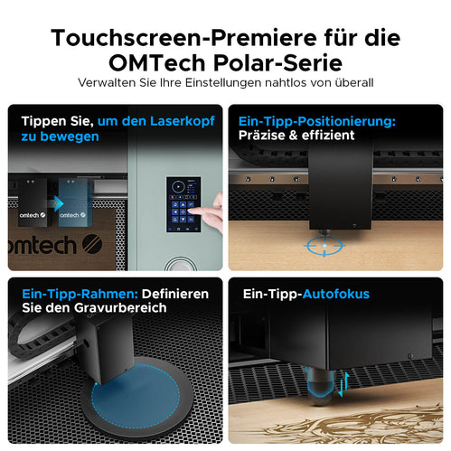 55W Desktop Laser Cutter mit 510x300mm Gravurfläche | Polar Plus CO2 Laser Graviermaschine & Cutter OMTech Laser