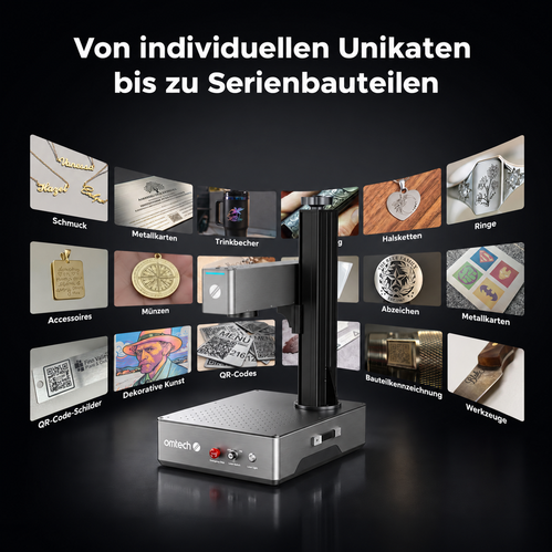 JPT MOPA NEO – Faserlaser mit Autofokus | 30 W / 60 W / 100 W fiber laser engraver OMTech