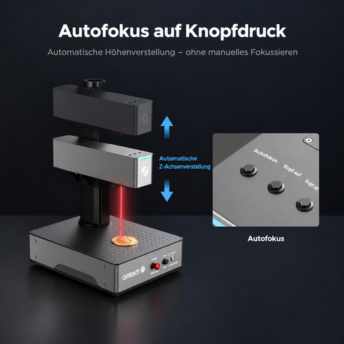 JPT MOPA NEO – Faserlaser mit Autofokus | 30 W / 60 W / 100 W fiber laser engraver OMTech